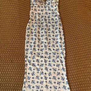 Floral Blue and White Maxi Dress